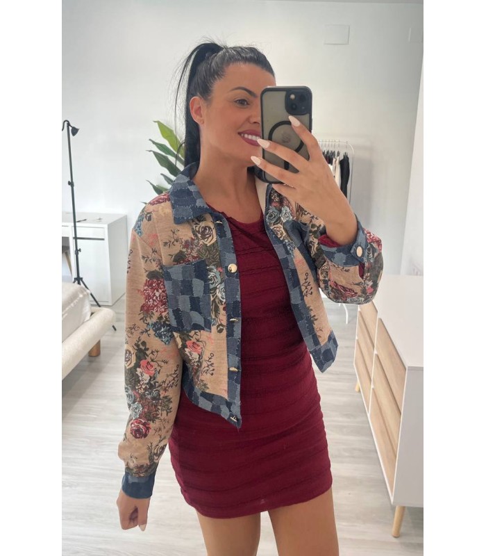 Chaqueta multi flor vaquera