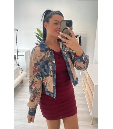 Chaqueta multi flor vaquera