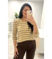 Camiseta tipo sudadera rallas camel
