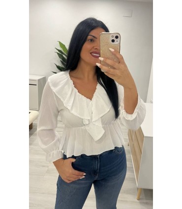 Camisa blanca muselina volante