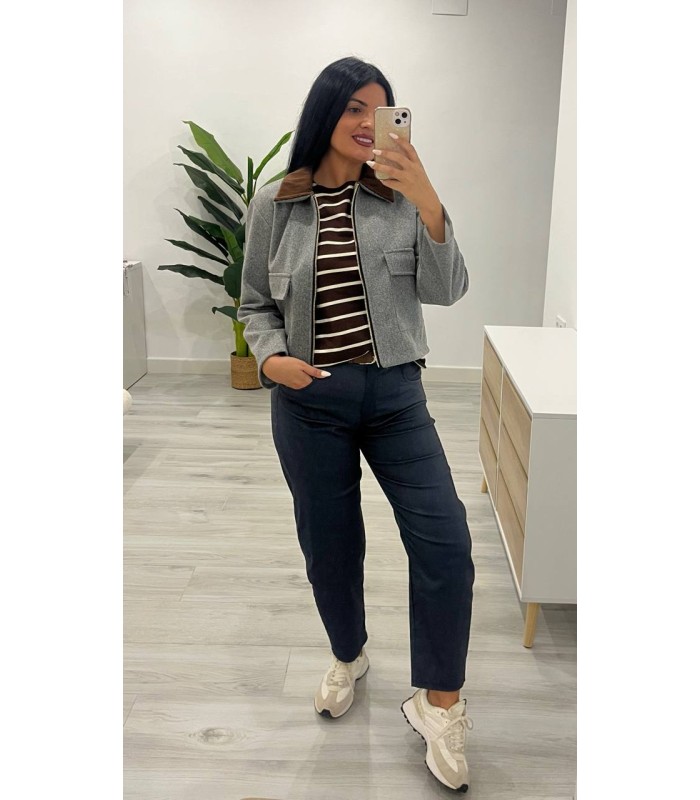 Chaqueta corta de paño gris elisea