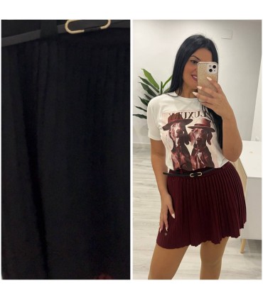 Falda punto tablitas con cinturón