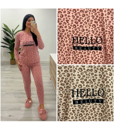 Pijama animal print algodón felpado