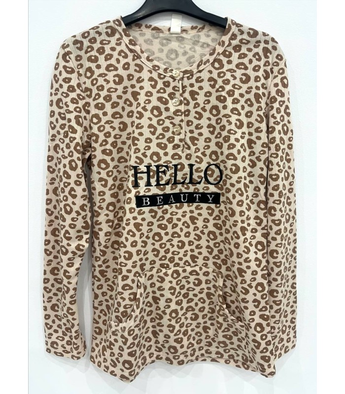 Pijama animal print algodón felpado