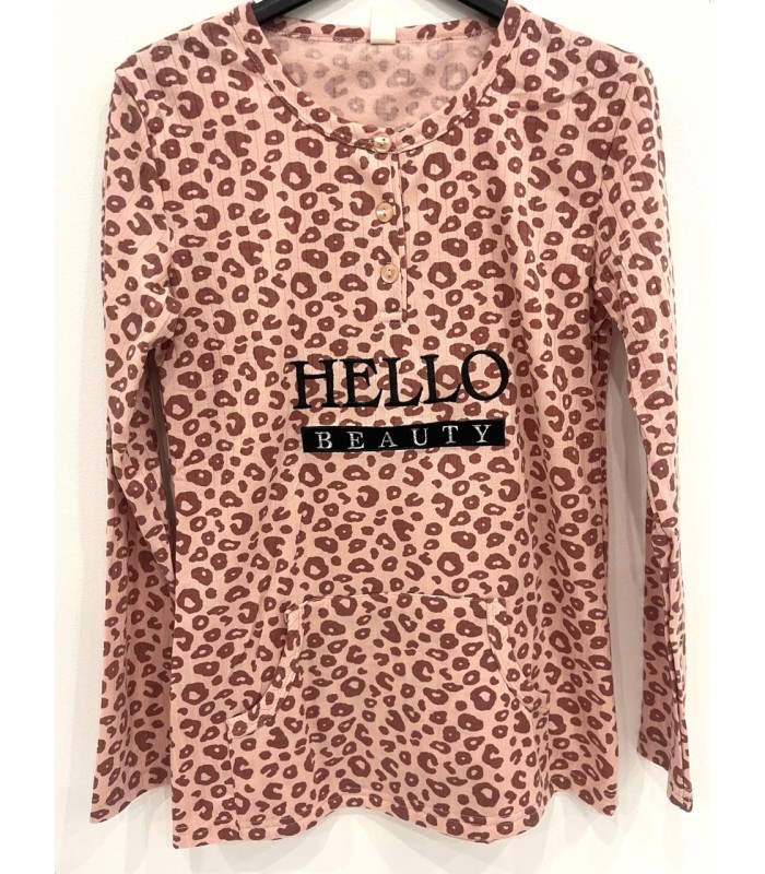 Pijama animal print algodón felpado