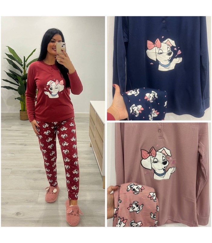 Pijama perrito dálmata algodón felpado