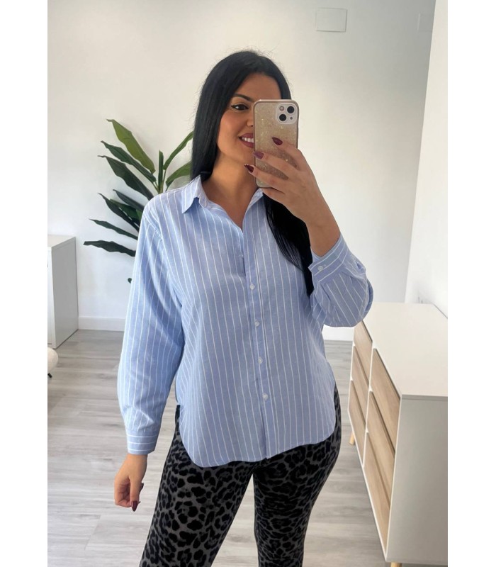 Camisa rallas celeste Nisa