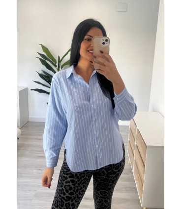Camisa rallas celeste Nisa