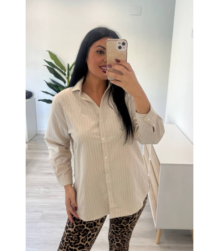 Camisa rallas camel Nisa