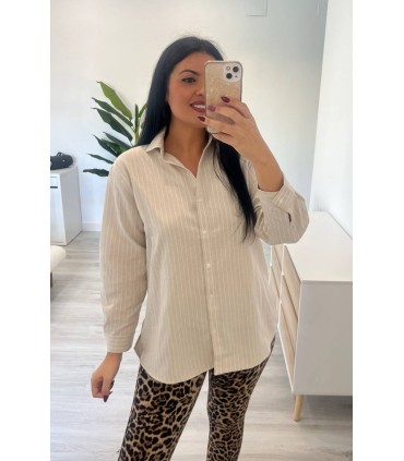 Camisa rallas camel Nisa