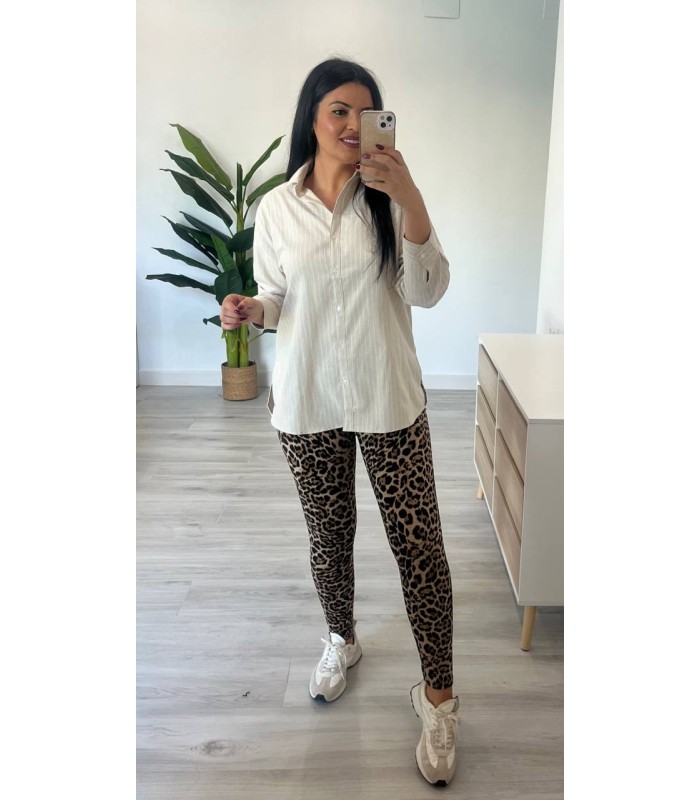 Camisa rallas camel Nisa