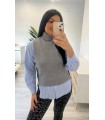 Chaleco punto botones gris