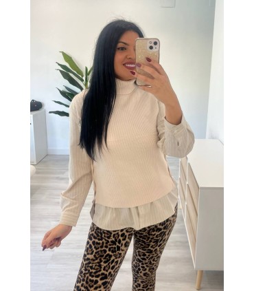 Chaleco punto botones crudo