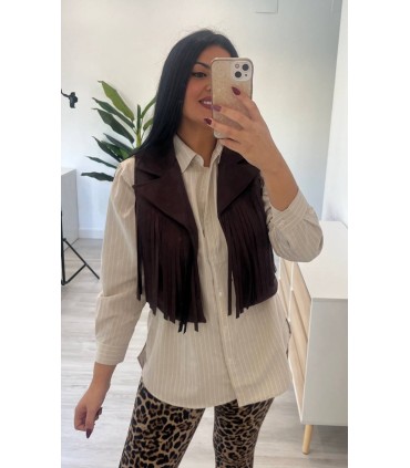 Chaleco flecos marrón