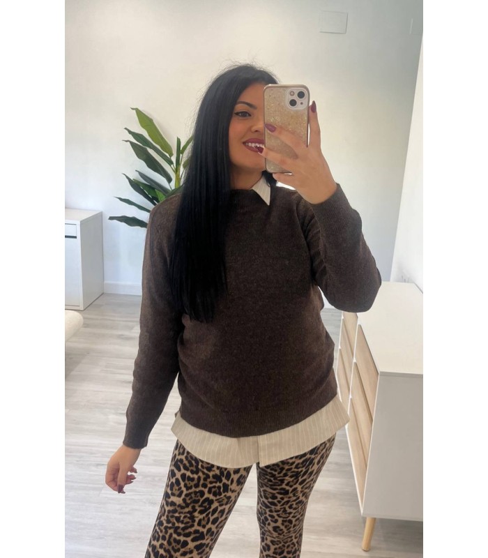 Jersey basic marrón