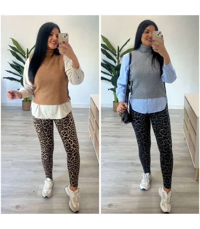 Malla licra animal print felpada