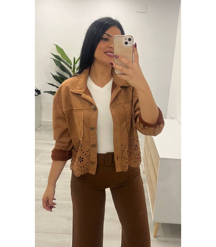 Chaqueta brocados camel