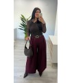 Pantalón con cinturon burdeos