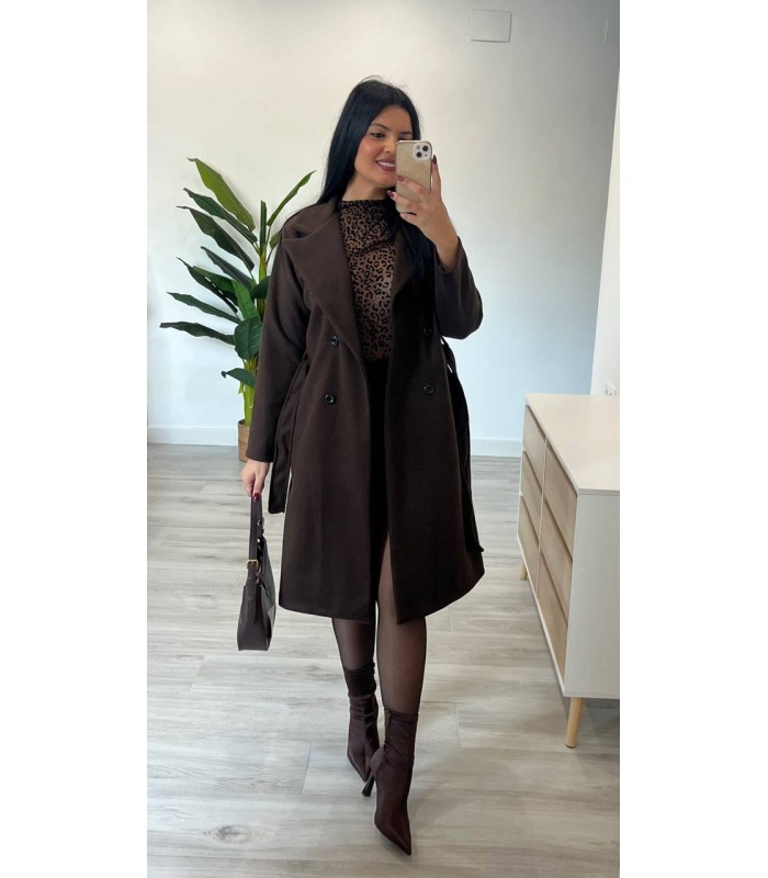 Abrigo largo paño marron