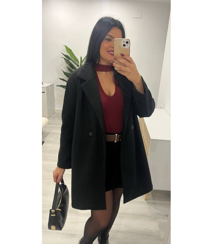 Falda pantalón con cinturón pana negro