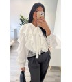 Camisa volantes lazada blanca