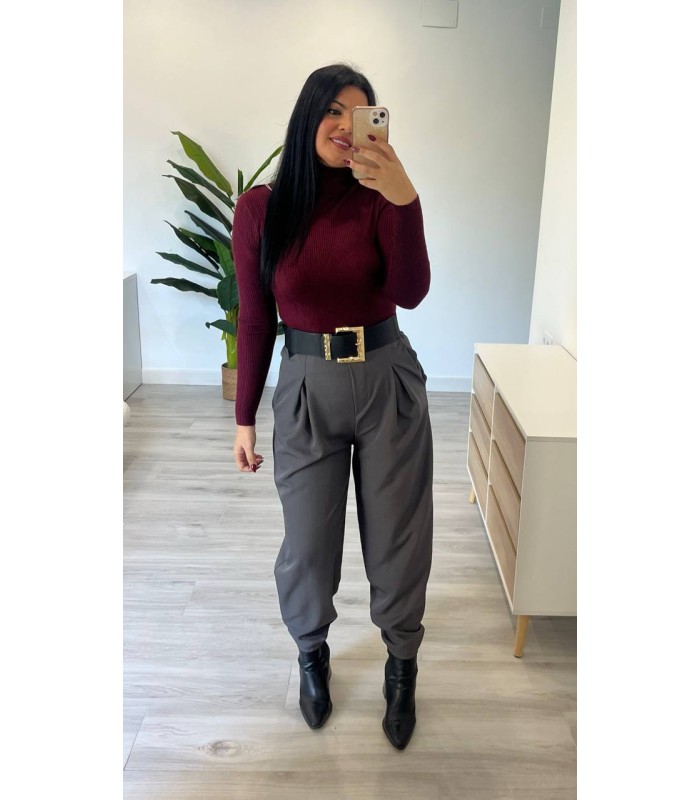 Jersey cuello vuelto canalé