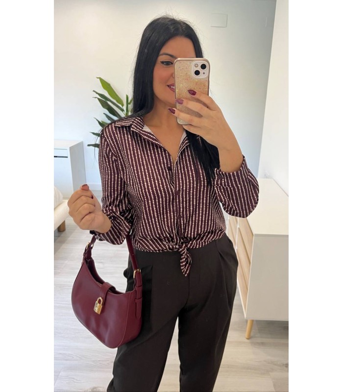 Camisa seda burdeos