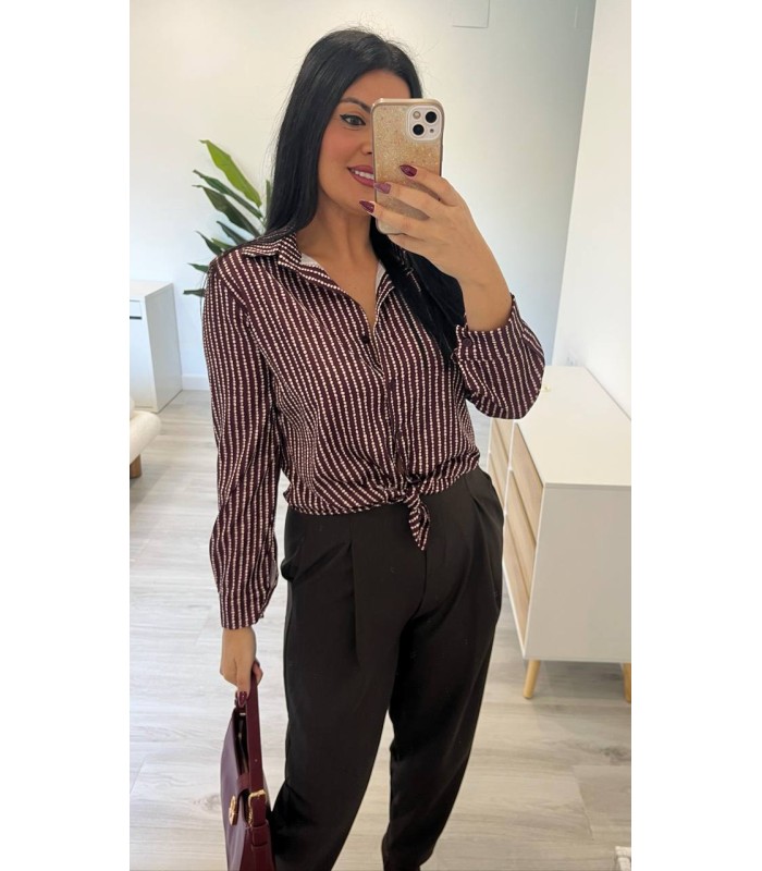 Camisa seda burdeos