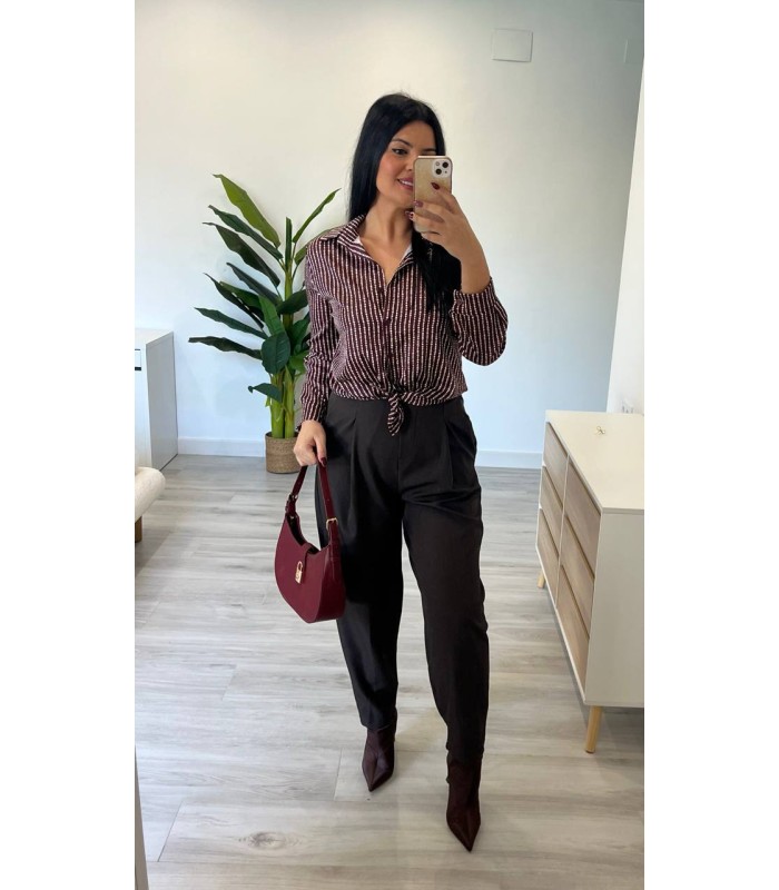 Camisa seda burdeos