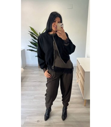 Bomber paño negra