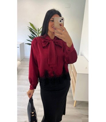 Camisa seda encaje corinta