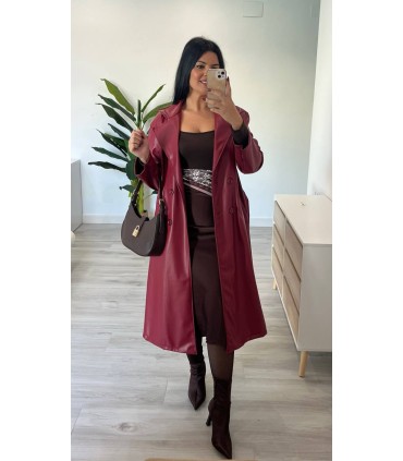 Gabardina poli piel burdeos