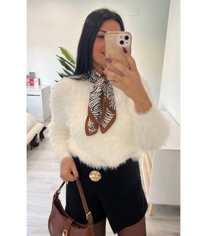 Pañuelo zebra marron negro