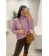 Jersey chenilla cuello vuelto malva