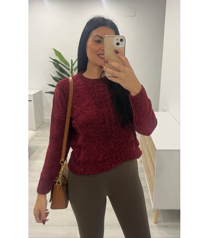 Jersey chenilla basic burdeos