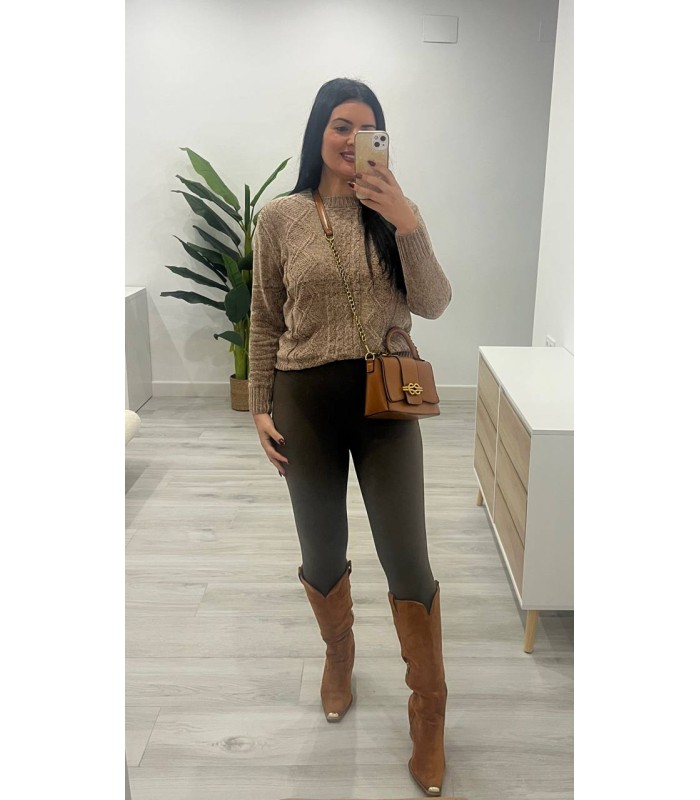 Jersey chenilla basic camel