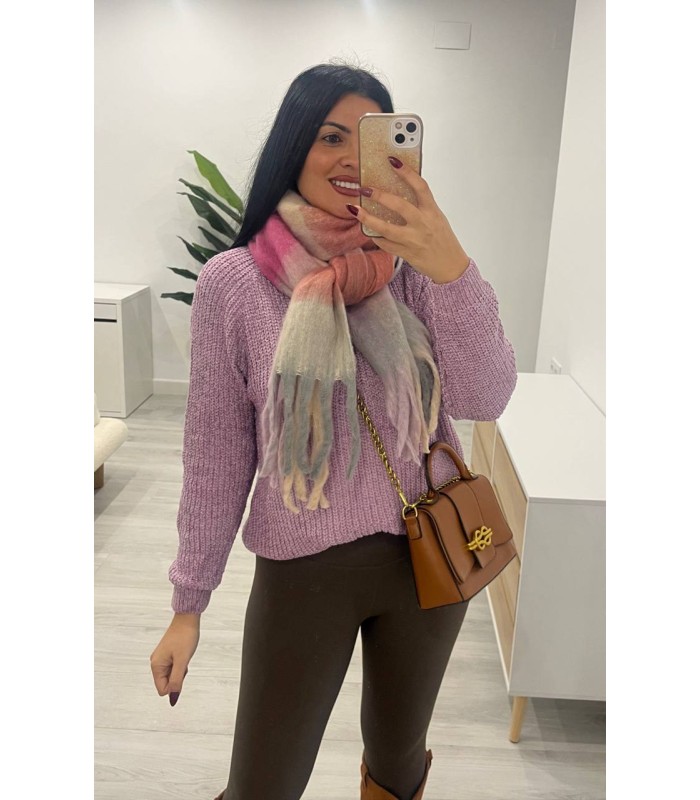 Pasmina cuadros malva