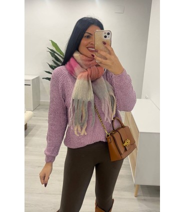 Pasmina cuadros malva
