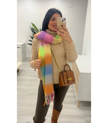 Pasmina cuadros rosa amarilla