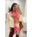 Pasmina cuadros rosa crudo