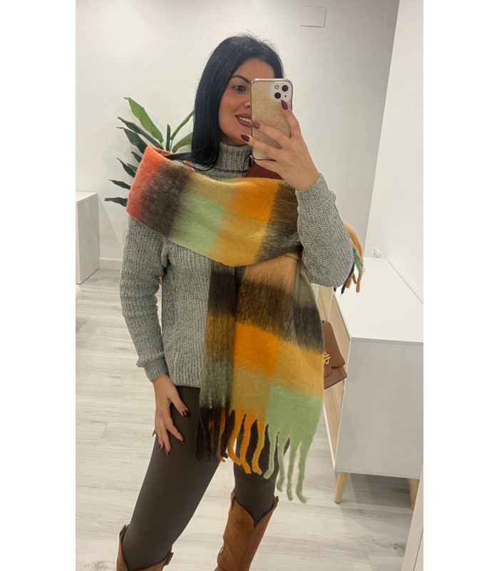 Pasmina cuadros mostaza