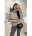 Jersey chenilla cuello vuelto gris