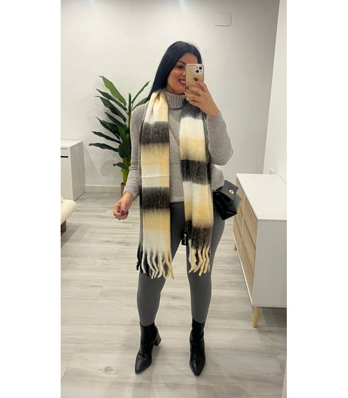 Jersey chenilla cuello vuelto gris