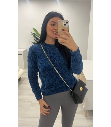 Jersey chenilla basic azul