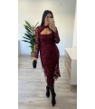 Vestido con chaquetita lentejuelas burdeos