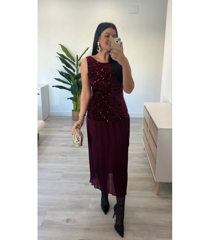 Vestido largo granate Navidad