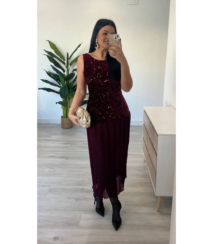 Vestido largo granate Navidad