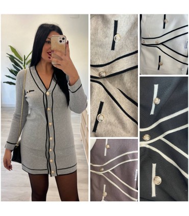 Vestido corto punto botones
