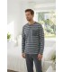 Pijama caballero algodón felpa rallas gris