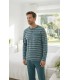 Pijama caballero algodón felpa rallas verde